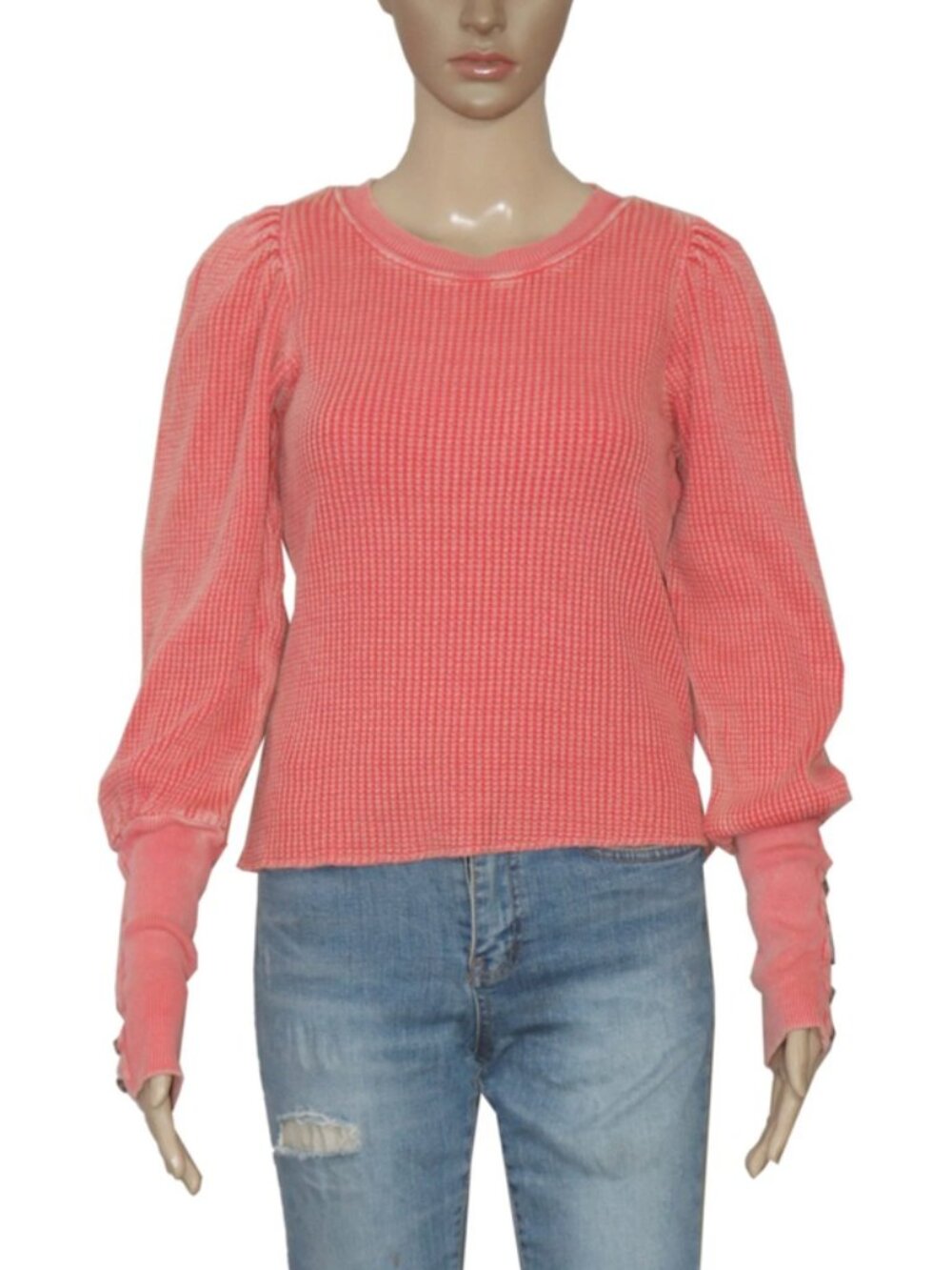 Free People FP One Wesley Thermal Top Long Sleeve Button Blouse S